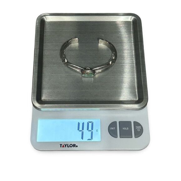 Harry H. Begay Sterling Silver Turquoise Ingot Cuff Bracelet - Picture 8 of 8